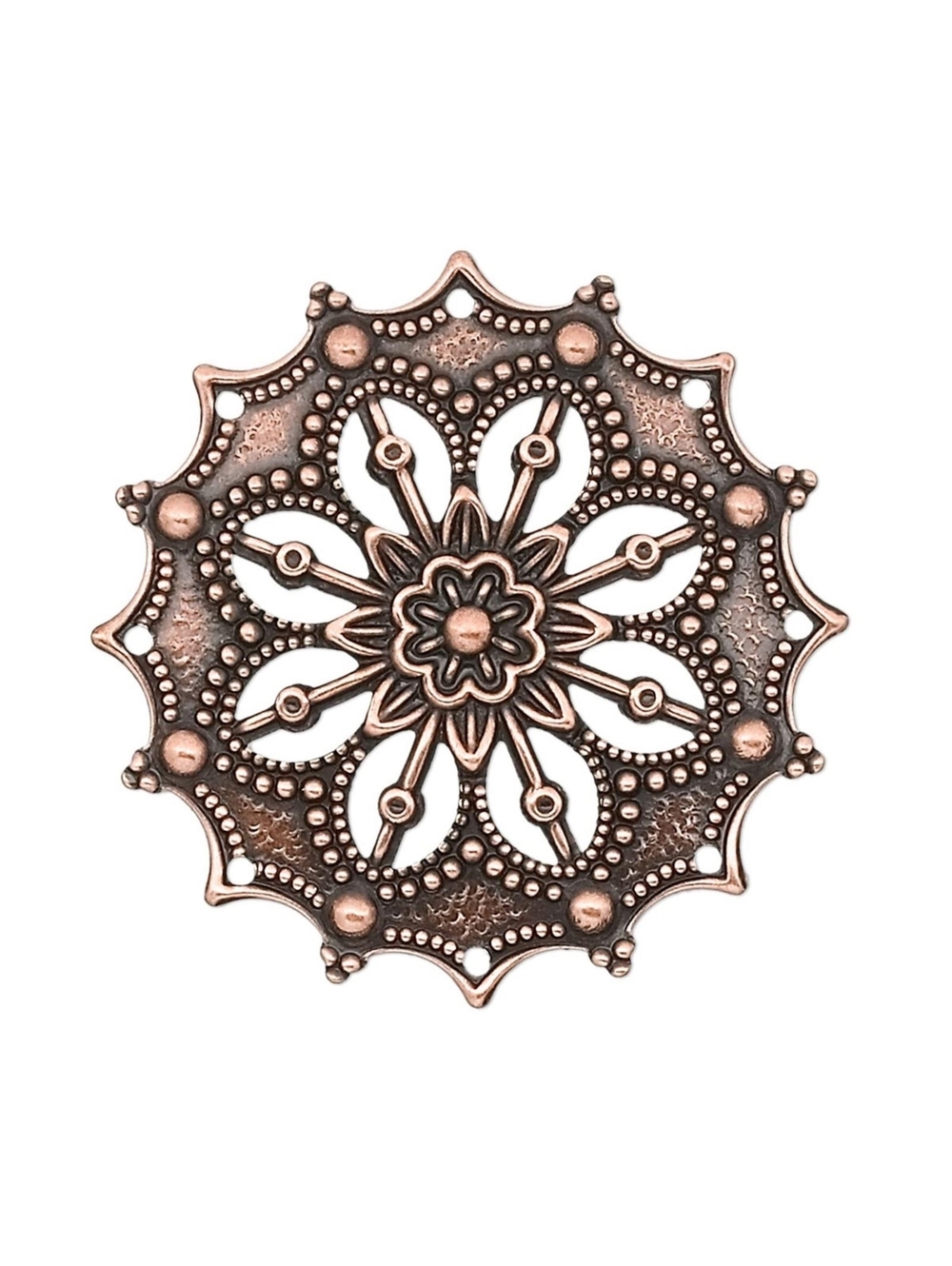 Steampunk Antique Copper Metal Filigree Focal Pendant Beads 2 pcs